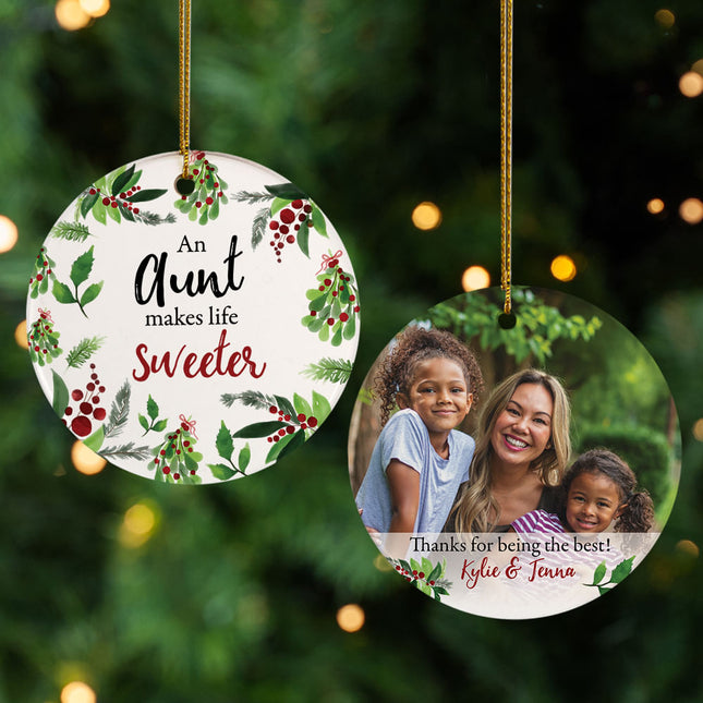decorative personalized aunt photo christmas ornament – Christmas ornament, holiday tree decoration or gift