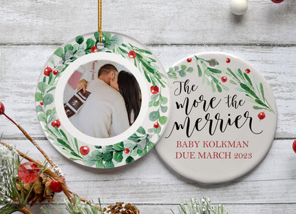 engraved personalized the more the merrier expecting photo christmas ornament – Christmas ornament, holiday tree decoration o