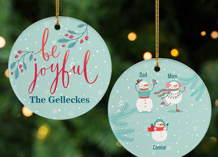 keepsake personalized family of 3 be joyful christmas ornament – Christmas ornament, holiday tree decoration or gift