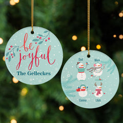 holiday personalized family of 4 be joyful christmas ornament – Christmas ornament, holiday tree decoration or gift