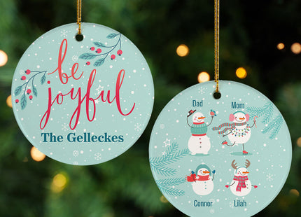 holiday personalized family of 4 be joyful christmas ornament – Christmas ornament, holiday tree decoration or gift