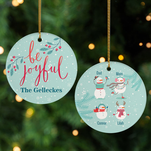 holiday personalized family of 4 be joyful christmas ornament – Christmas ornament, holiday tree decoration or gift