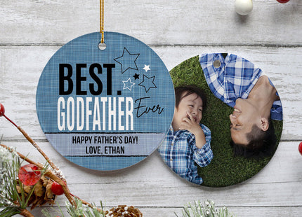 keepsake personalized best godfather ever photo christmas ornament – Christmas ornament, holiday tree decoration or gift