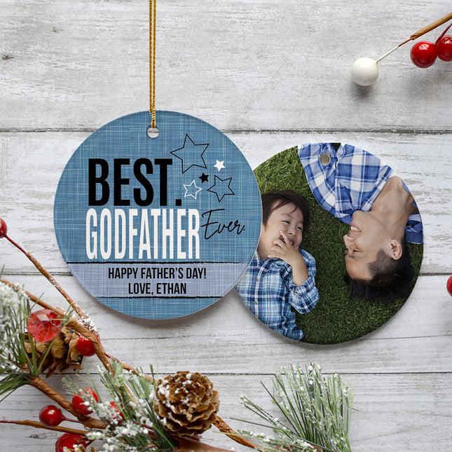 keepsake personalized best godfather ever photo christmas ornament – Christmas ornament, holiday tree decoration or gift