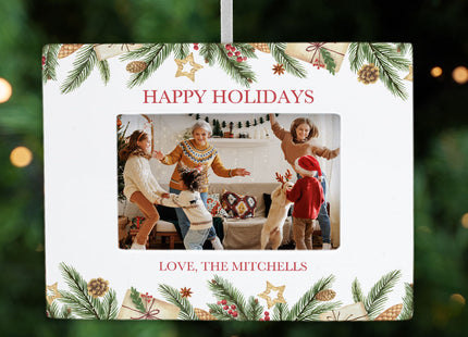 custom personalized happy holidays picture frame photo ornament – Christmas ornament, holiday tree decoration or gift