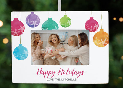 engraved personalized family holiday picture frame photo ornament – Christmas ornament, holiday tree decoration or gift