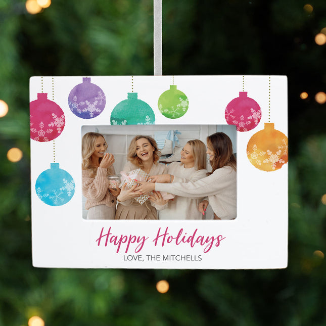 engraved personalized family holiday picture frame photo ornament – Christmas ornament, holiday tree decoration or gift