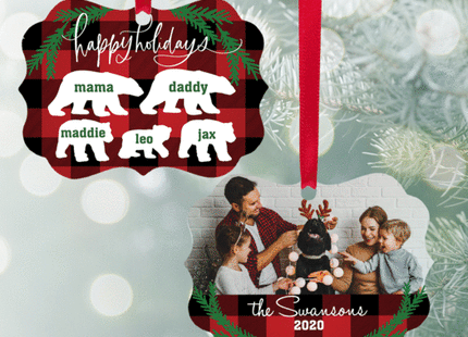 Bear Family of 5 Christmas Ornament