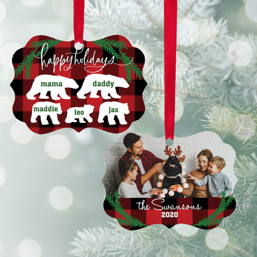 Bear Family of 5 Christmas Ornament