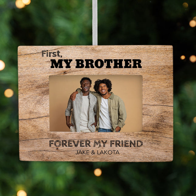 keepsake personalized brothers picture frame photo ornament – Christmas ornament, holiday tree decoration or gift