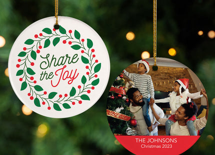 decorative personalized share the joy family christmas ornament – Christmas ornament, holiday tree decoration or gift