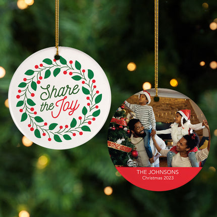 decorative personalized share the joy family christmas ornament – Christmas ornament, holiday tree decoration or gift