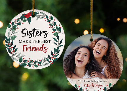 engraved personalized sisters christmas ornament – Christmas ornament, holiday tree decoration or gift