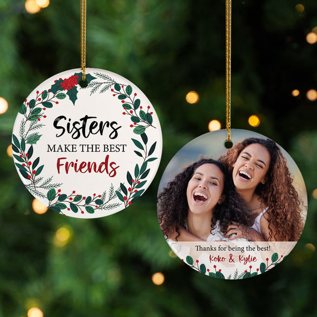 engraved personalized sisters christmas ornament – Christmas ornament, holiday tree decoration or gift