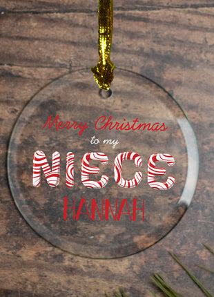 Personalized Merry Christmas Niece Christmas Ornament by ORNAMENT SHOP EXCLUSIVE Personalized Glass Ornament