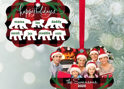 holiday personalized bear family of 7 christmas ornament – Christmas ornament, holiday tree decoration or gift