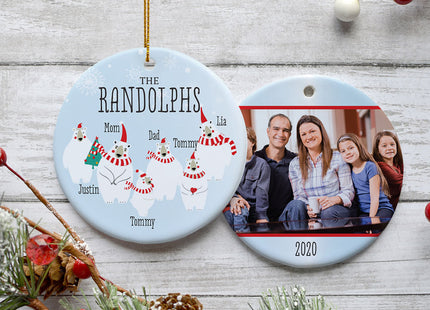 personalized personalized polar bear family of 6 photo christmas ornament – Christmas ornament, holiday tree decoration or gi