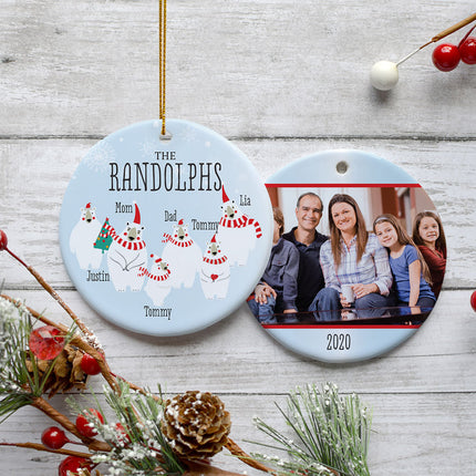 personalized personalized polar bear family of 6 photo christmas ornament – Christmas ornament, holiday tree decoration or gi