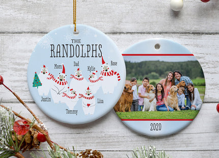 custom personalized polar bear family of 7 photo christmas ornament – Christmas ornament, holiday tree decoration or gift
