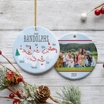 custom personalized polar bear family of 7 photo christmas ornament – Christmas ornament, holiday tree decoration or gift
