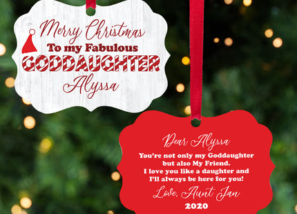 engraved personalized fabulous goddaughter christmas ornament – Christmas ornament, holiday tree decoration or gift