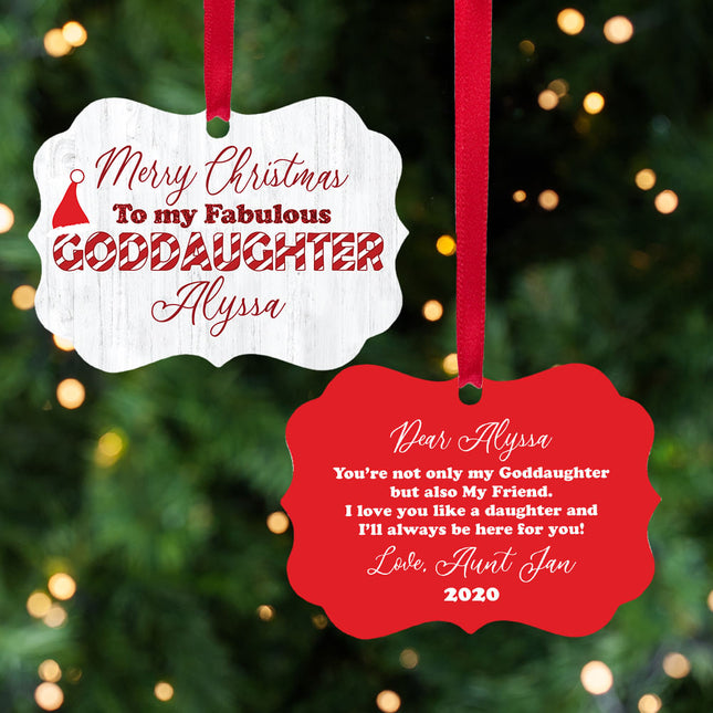 engraved personalized fabulous goddaughter christmas ornament – Christmas ornament, holiday tree decoration or gift