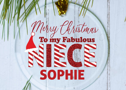 holiday personalized candy cane niece christmas ornament – Christmas ornament, holiday tree decoration or gift