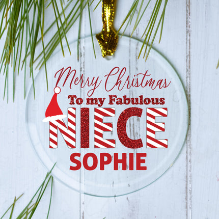 holiday personalized candy cane niece christmas ornament – Christmas ornament, holiday tree decoration or gift