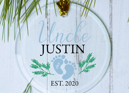 custom personalized uncle footprint christmas ornament – Christmas ornament, holiday tree decoration or gift