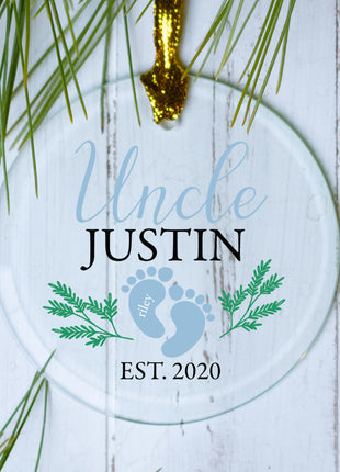 Personalized Uncle Footprint Christmas Ornament by ORNAMENT SHOP EXCLUSIVE Personalized Glass Ornament
