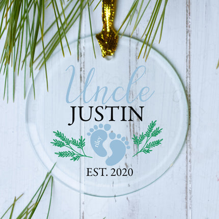 custom personalized uncle footprint christmas ornament – Christmas ornament, holiday tree decoration or gift