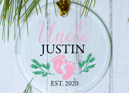 decorative personalized uncle footprint christmas ornament – Christmas ornament, holiday tree decoration or gift
