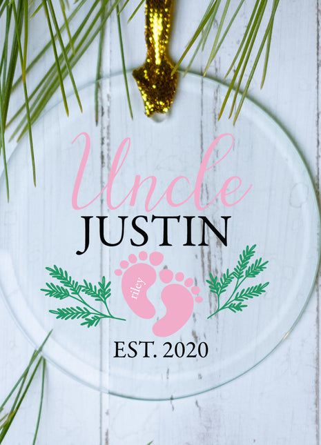 Personalized Uncle Footprint Christmas Ornament by ORNAMENT SHOP EXCLUSIVE Personalized Glass Ornament
