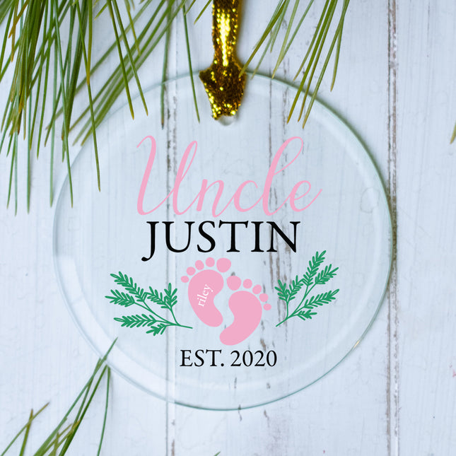 decorative personalized uncle footprint christmas ornament – Christmas ornament, holiday tree decoration or gift