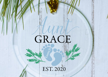 decorative personalized aunt footprint christmas ornament – Christmas ornament, holiday tree decoration or gift