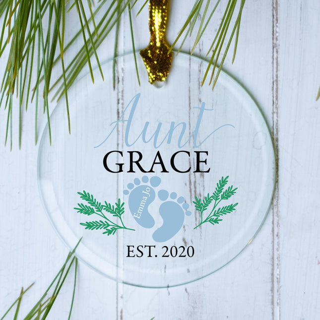 decorative personalized aunt footprint christmas ornament – Christmas ornament, holiday tree decoration or gift