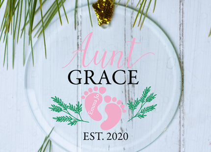 keepsake personalized aunt footprint christmas ornament – Christmas ornament, holiday tree decoration or gift