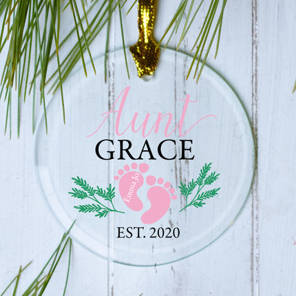keepsake personalized aunt footprint christmas ornament – Christmas ornament, holiday tree decoration or gift