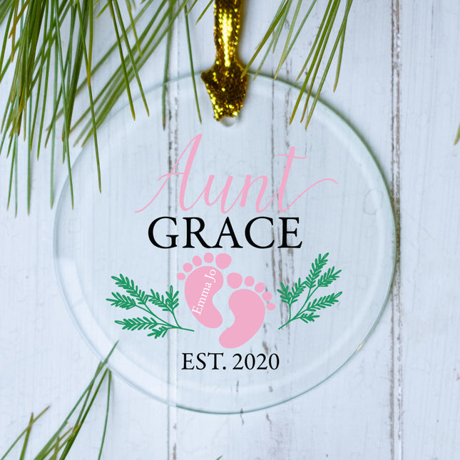 keepsake personalized aunt footprint christmas ornament – Christmas ornament, holiday tree decoration or gift