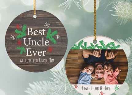 keepsake personalized best uncle ever photo christmas ornament – Christmas ornament, holiday tree decoration or gift