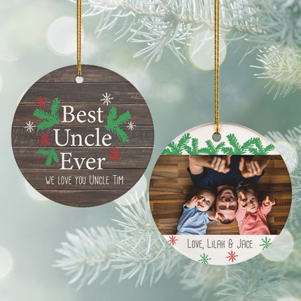 keepsake personalized best uncle ever photo christmas ornament – Christmas ornament, holiday tree decoration or gift
