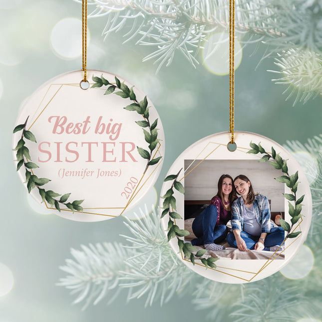 custom personalized best big sister photo christmas ornament – Christmas ornament, holiday tree decoration or gift