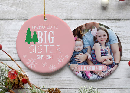 keepsake personalized promoted to big sister photo christmas ornament – Christmas ornament, holiday tree decoration or gift