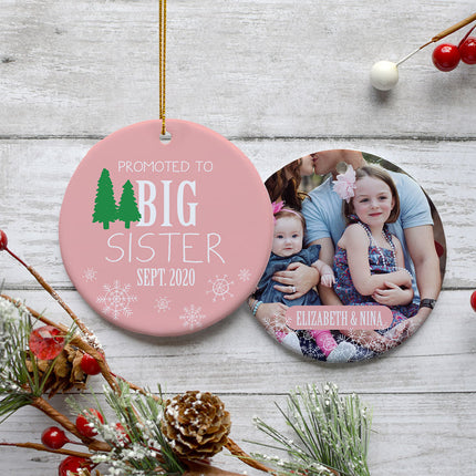 keepsake personalized promoted to big sister photo christmas ornament – Christmas ornament, holiday tree decoration or gift