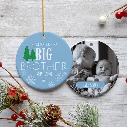 holiday personalized promoted to big brother photo christmas ornament – Christmas ornament, holiday tree decoration or gift