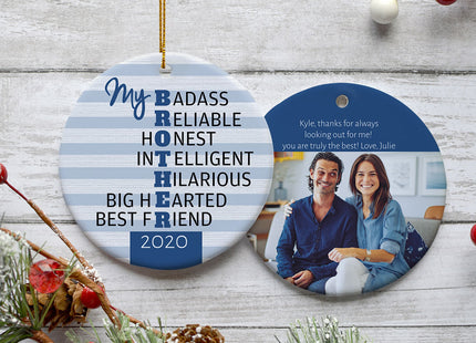 personalized personalized best brother photo christmas ornament – Christmas ornament, holiday tree decoration or gift