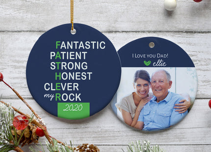 custom personalized meaning of father photo christmas ornament – Christmas ornament, holiday tree decoration or gift