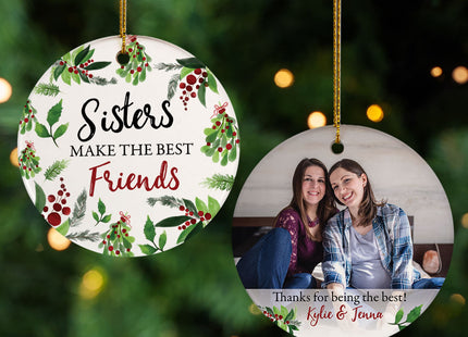 personalized personalized sisters photo christmas ornament – Christmas ornament, holiday tree decoration or gift