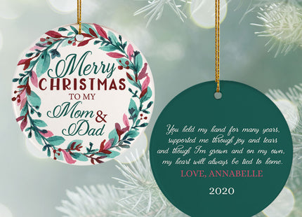 decorative personalized parents christmas ornament – Christmas ornament, holiday tree decoration or gift