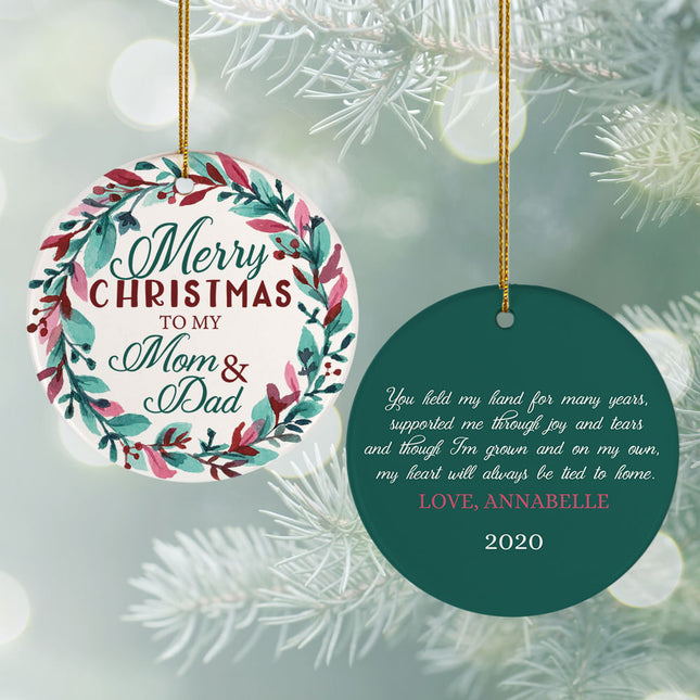 decorative personalized parents christmas ornament – Christmas ornament, holiday tree decoration or gift